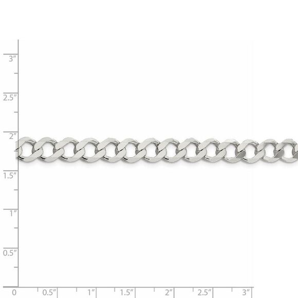 Mens 8mm Sterling Silver Hollow Flat Open Curb Chain Necklace, 24 Inch